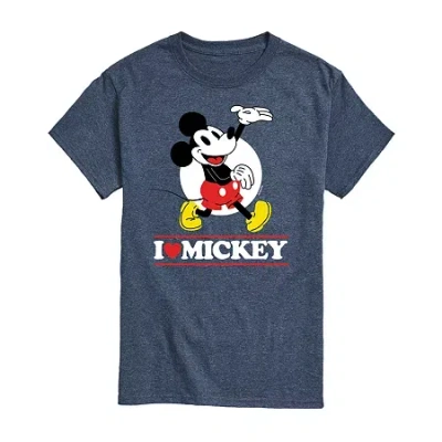 Novelty Mens Short Sleeve Mickey Mouse Graphic T-shirt In Blue
