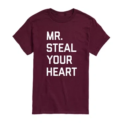 Novelty Mens Short Sleeve Valentine's Day Graphic T-shirt In Red