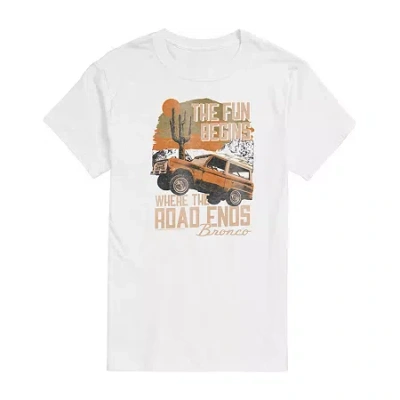 Novelty Mens Short Sleeve Bronco Graphic T-shirt In White