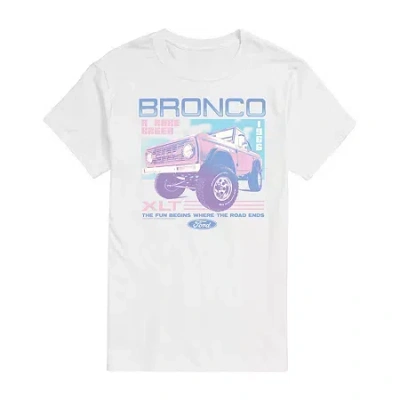 Novelty Mens Short Sleeve Bronco Graphic T-shirt In White