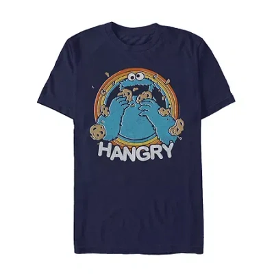 Novelty Mens Short Sleeve Sesame Street Graphic T-shirt In Blue