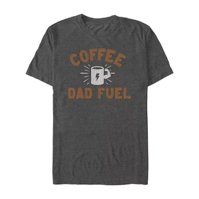 Novelty Mens Short Sleeve Coffee Dad Fuel Graphic T-shirt In Black