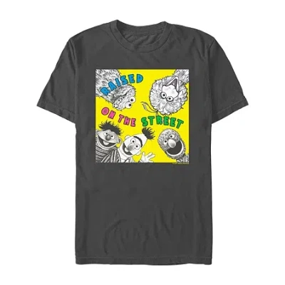 Novelty Mens Short Sleeve Sesame Street Graphic T-shirt In Black