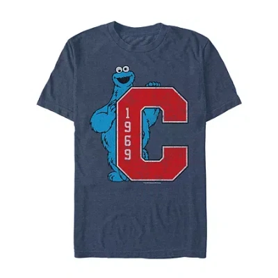Novelty Mens Short Sleeve Sesame Street Graphic T-shirt In Blue