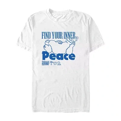 Novelty Mens Short Sleeve Sesame Street Graphic T-shirt In White