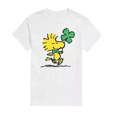 Novelty Mens Crew Neck Short Sleeve Regular Fit Peanuts Graphic T-shirt In White