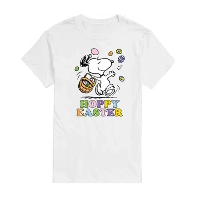 Novelty Mens Short Sleeve Peanuts Easter Graphic T-shirt In White