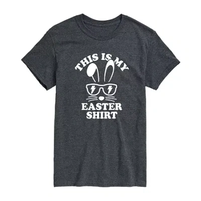 Novelty Mens Short Sleeve Easter Graphic T-shirt In Gray