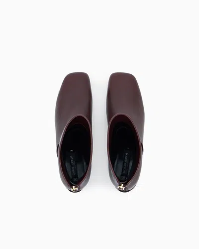 Giorgio Armani Leather Ankle Boots In Brown