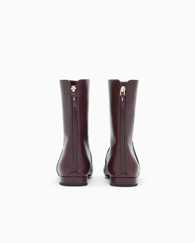 Giorgio Armani Leather Ankle Boots In Brown