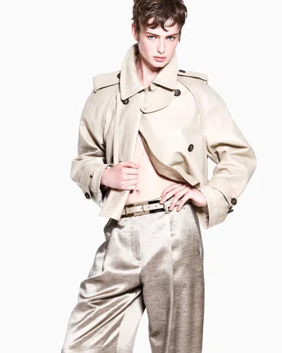 Giorgio Armani Tussah Silk Single-pleat Trousers In Neutral