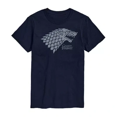 Novelty Mens Short Sleeve Game Of Thrones Graphic T-shirt In Blue