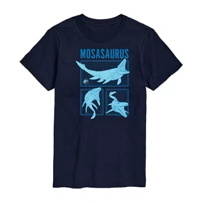 Novelty Mens Short Sleeve Jurassic World Graphic T-shirt In Blue
