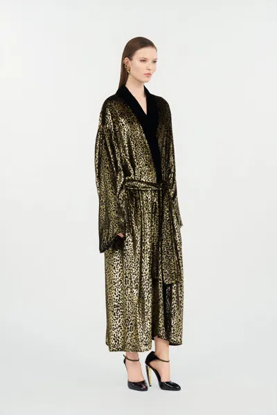 Roberto Cavalli Fil Coupé Leopard Print Coat In Animal Print