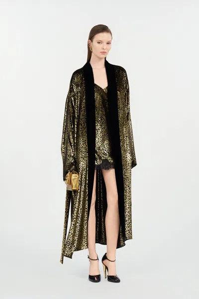 Roberto Cavalli Fil Coupé Leopard Print Coat In Animal Print