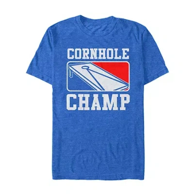 Novelty Mens Short Sleeve Cornhole Graphic T-shirt In Blue