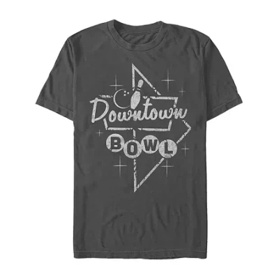 Novelty Mens Short Sleeve Bowling Graphic T-shirt In Black