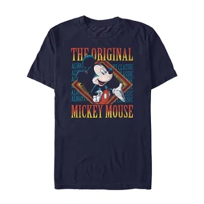 Novelty Mens Short Sleeve Mickey Mouse Graphic T-shirt In Blue