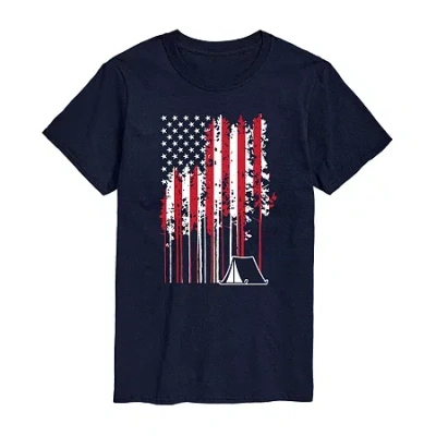 Novelty Mens Short Sleeve Americana Graphic T-shirt In Blue