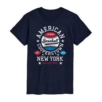 Novelty Mens Short Sleeve Baseball Graphic T-shirt In Blue
