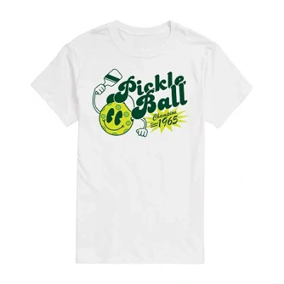 Novelty Mens Short Sleeve Pickleball Graphic T-shirt In White