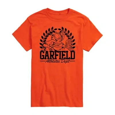 Novelty Mens Short Sleeve Garfield Graphic T-shirt In Orange