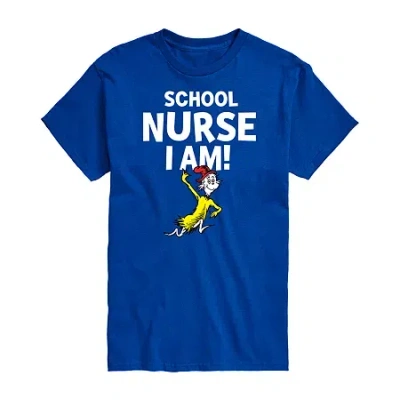 Novelty Mens Short Sleeve Dr. Seuss Nurse Graphic T-shirt In Blue