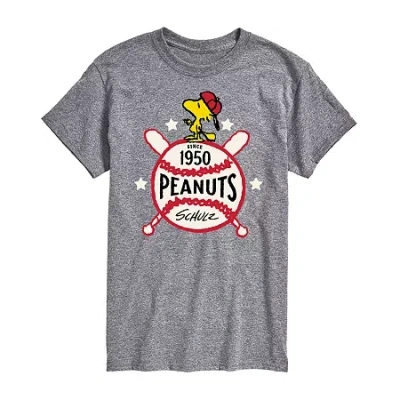 Novelty Mens Short Sleeve Peanuts Graphic T-shirt In Gray