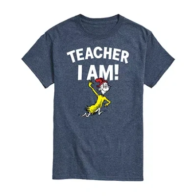 Novelty Mens Short Sleeve Dr. Seuss Graphic T-shirt In Blue