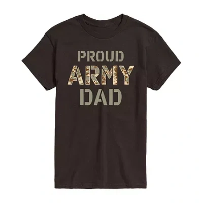 Novelty Mens Short Sleeve Proud Army Dad Graphic T-shirt In Brown