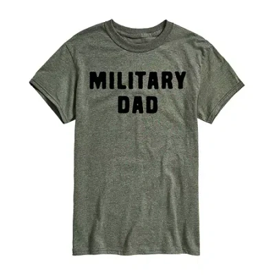 Novelty Mens Short Sleeve Military Dad Graphic T-shirt In Green