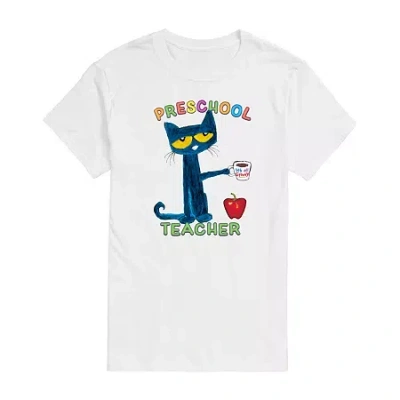 Novelty Mens Short Sleeve Pete The Cat Graphic T-shirt In White