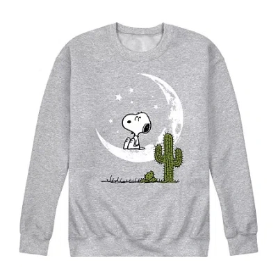 Novelty Mens Crew Neck Long Sleeve Peanuts Sweatshirt In Gray