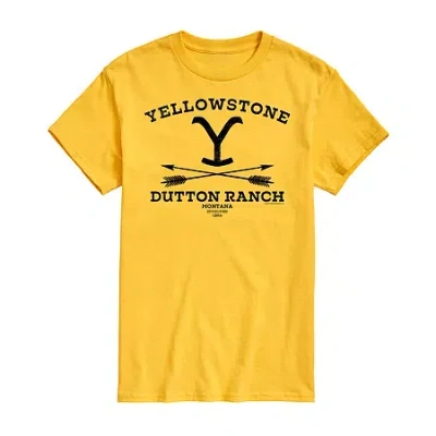 Novelty Mens Short Sleeve Yellowstone Graphic T-shirt In Yellow