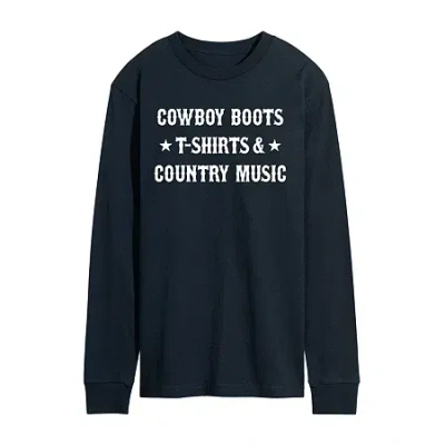 Novelty Mens Crew Neck Long Sleeve Regular Fit Graphic T-shirt In Blue