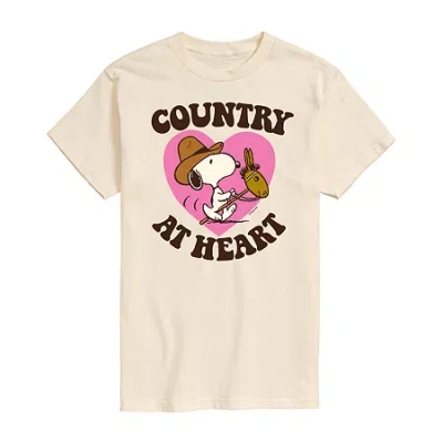 Novelty Mens Short Sleeve Peanuts Country At Heart Graphic T-shirt In Sand