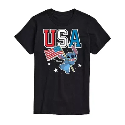 Novelty Mens Short Sleeve Americana Stitch Graphic T-shirt In Black