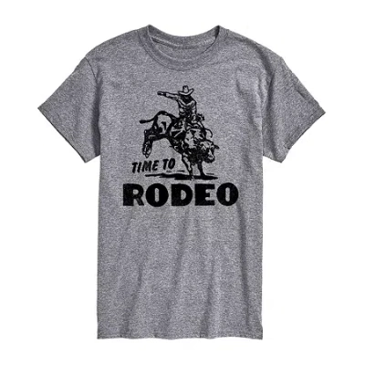 Novelty Mens Short Sleeve Time To Rodeo Graphic T-shirt In Gray