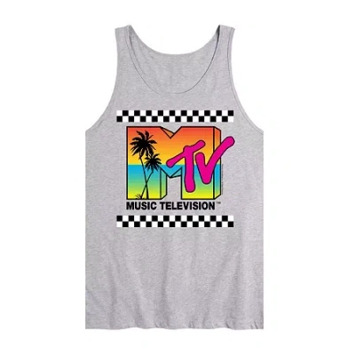 Novelty Mens Scoop Neck Sleeveless Mtv Tank Top In Gray