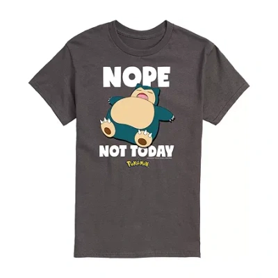 Novelty Mens Short Sleeve Pokemon Nope Not Today Graphic T-shirt In Gray