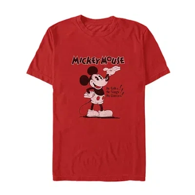 Novelty Mens Short Sleeve Mickey Mouse Graphic T-shirt In Red