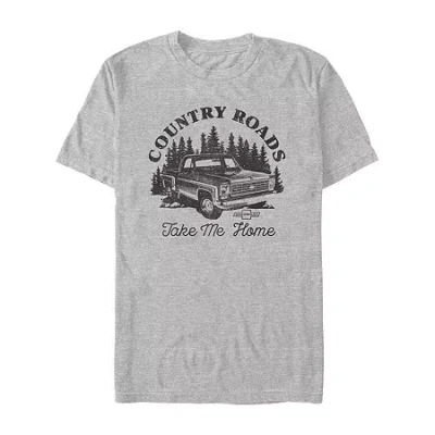 Novelty Mens Short Sleeve Country Roads Graphic T-shirt In Gray