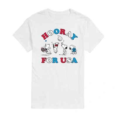 Novelty Mens Short Sleeve Peanuts Usa Graphic T-shirt In White