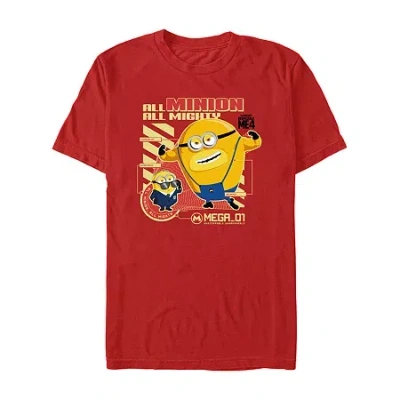 Novelty Mens Short Sleeve Despicable Me 4 Graphic T-shirt In Red