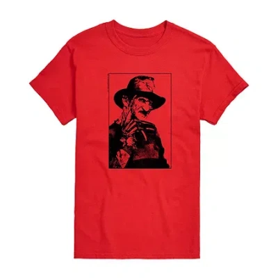 Novelty Mens Short Sleeve A Nightmare On Elm Street Graphic T-shirt In Red