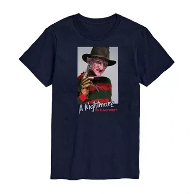 Novelty Mens Short Sleeve A Nightmare On Elm Street Graphic T-shirt In Blue