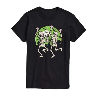 Novelty Mens Short Sleeve Dancing Skeletons Graphic T-shirt In Black