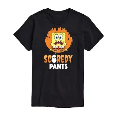 Novelty Mens Short Sleeve Spongebob Halloween Graphic T-shirt In Black