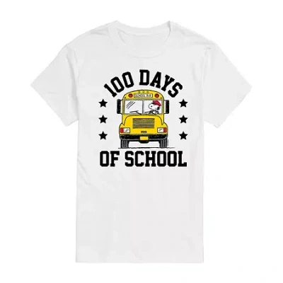 Novelty Mens Short Sleeve Snoopy 100 Days Of School Graphic T-shirt In White