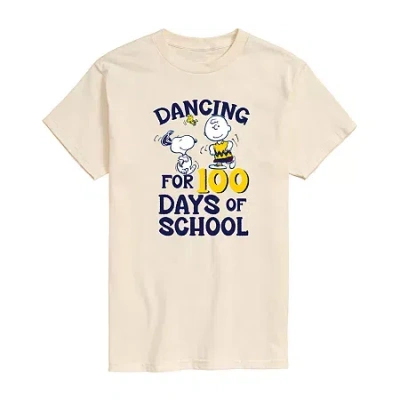 Novelty Mens Short Sleeve Peanuts 100 Days Of School Graphic T-shirt In Sand